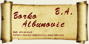 Borko Albunović vizit kartica